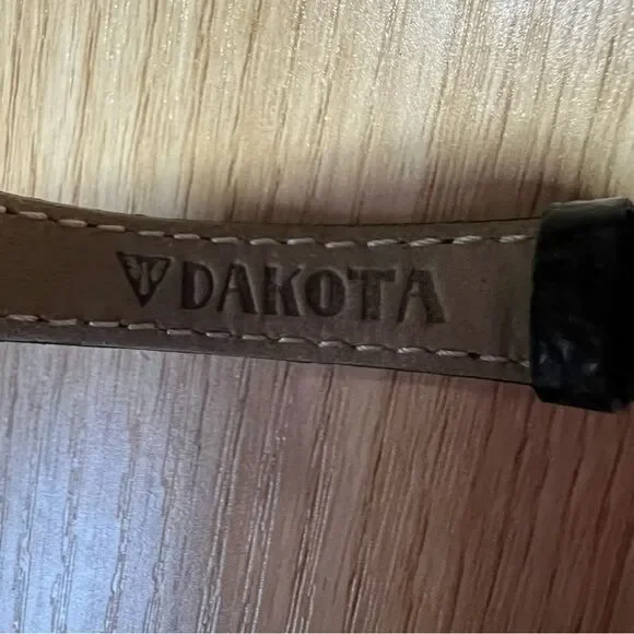 Dakota Wrist Watch Rectangle Black Leather Band Classic - Picture 4 of 5